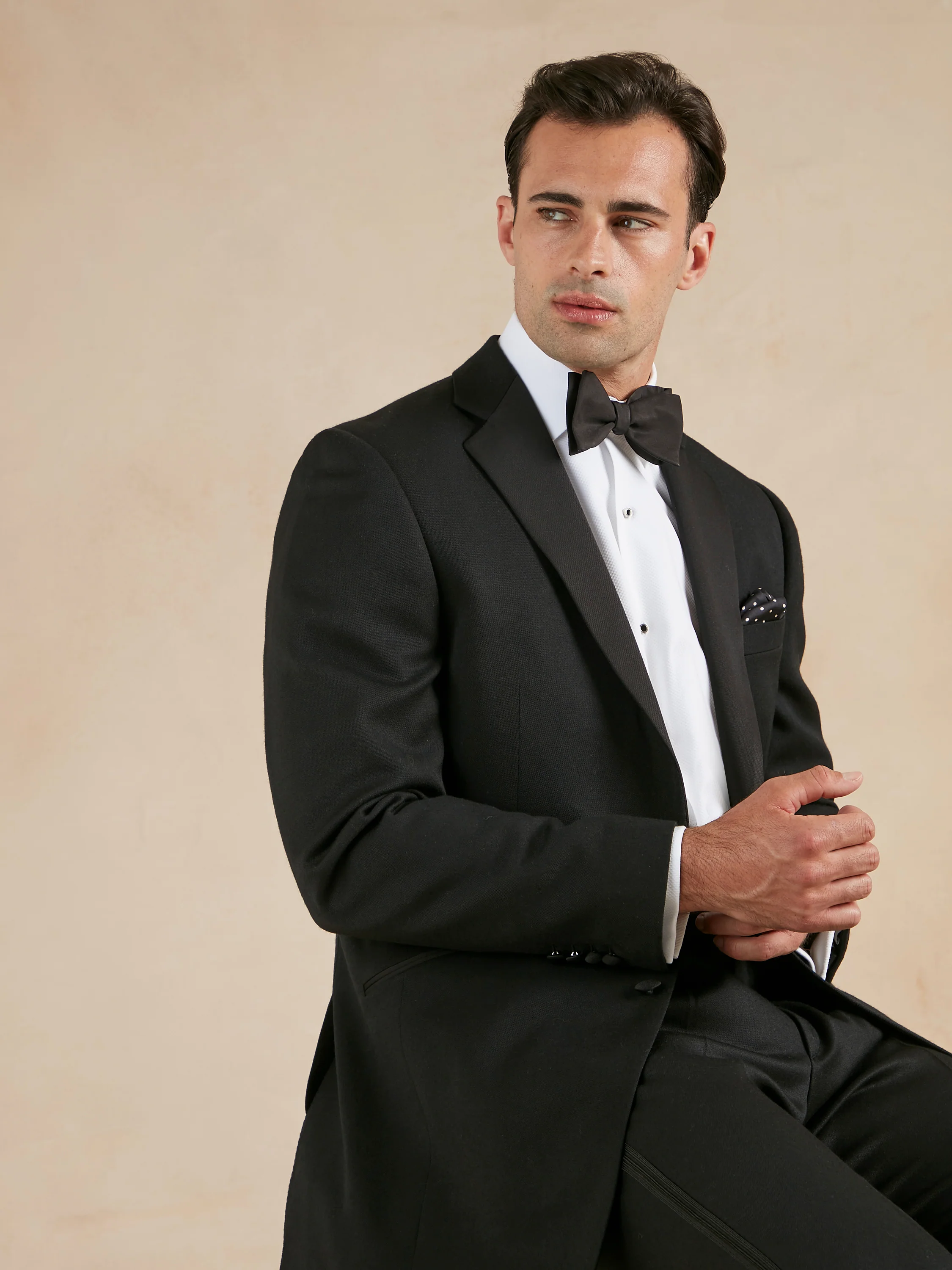 Dinner Jacket Hire - Single Breasted Black Barathea Wool - Image 3