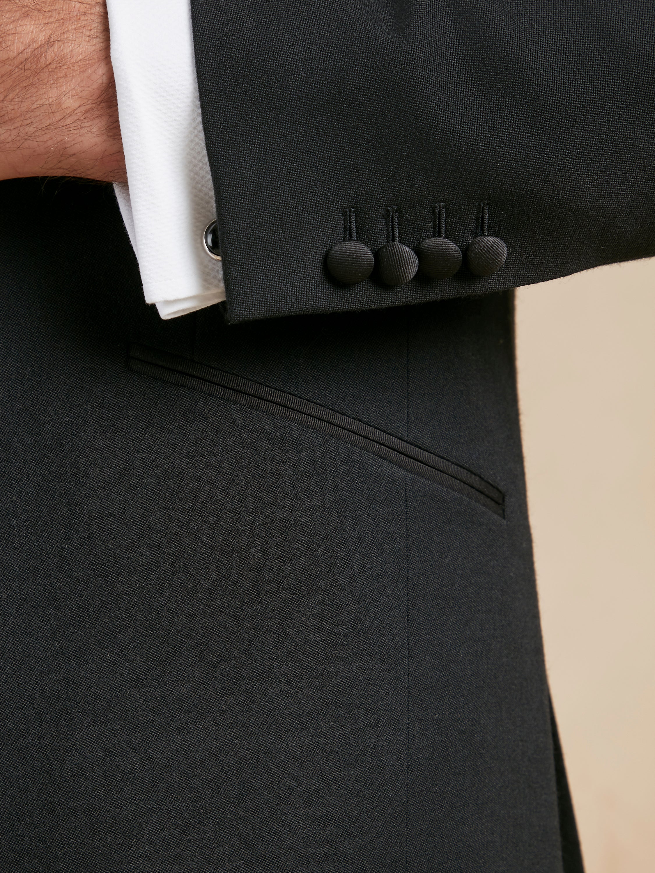 Dinner Jacket Hire - Single Breasted Black Barathea Wool - Image 5