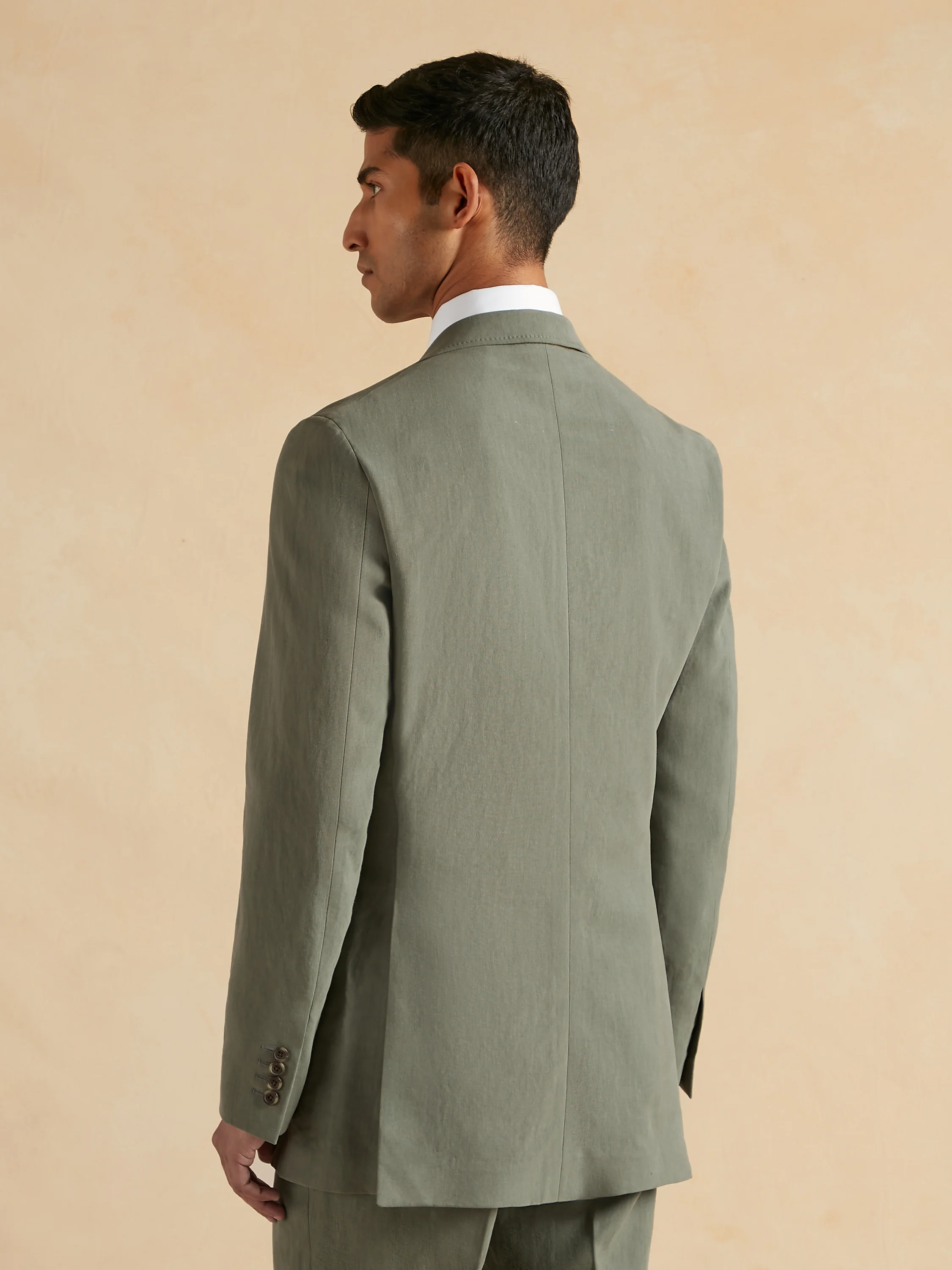 Single Breasted Jacket Italian Linen - Sage Green - Image 4
