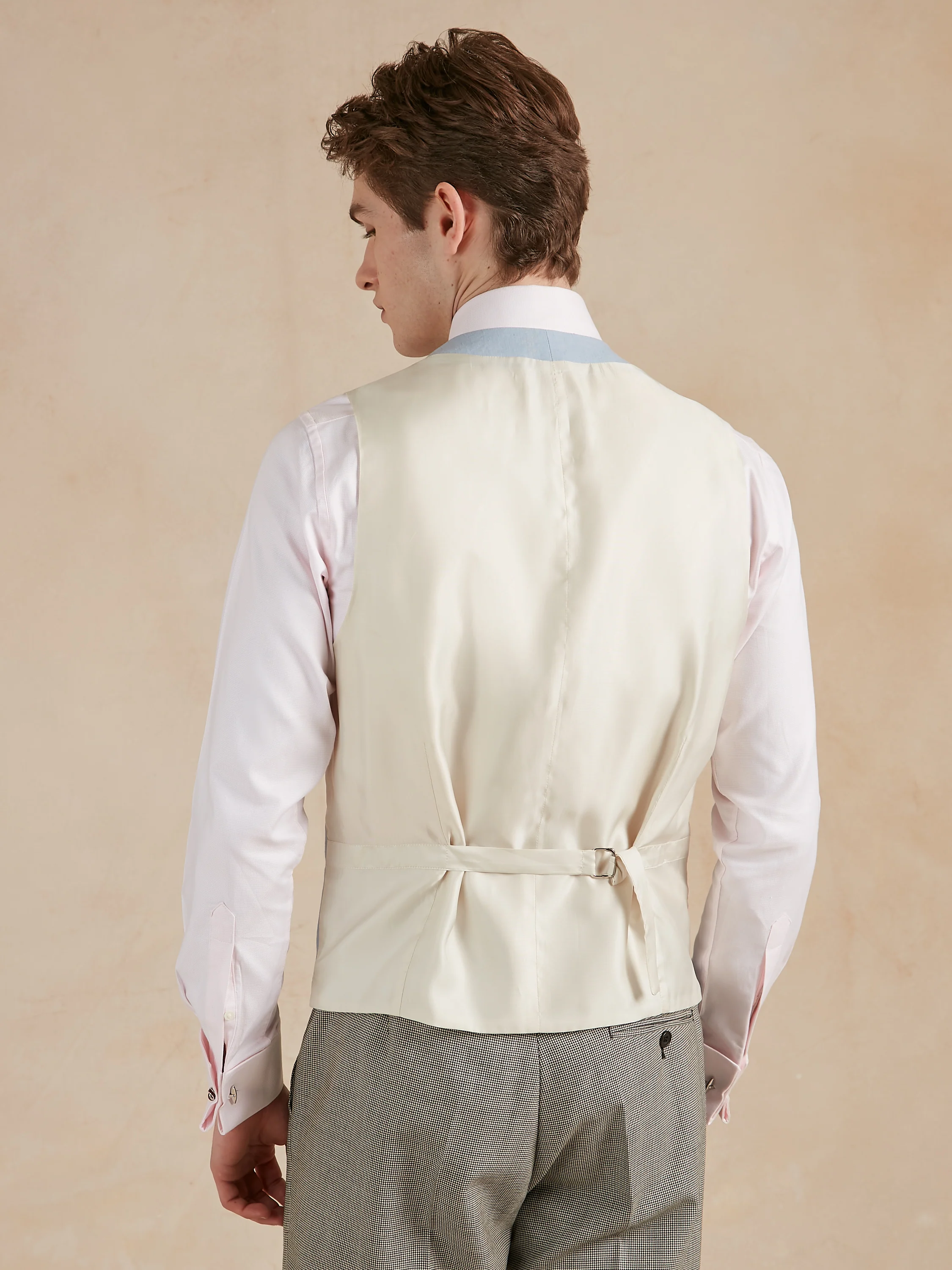 Single Breasted Linen Waistcoat - Pale Blue - Image 4