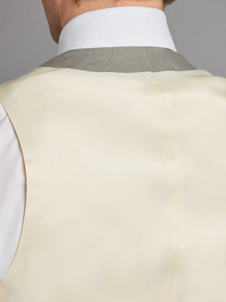 Single Breasted Linen Waistcoat With Piping - Grey - Image 3