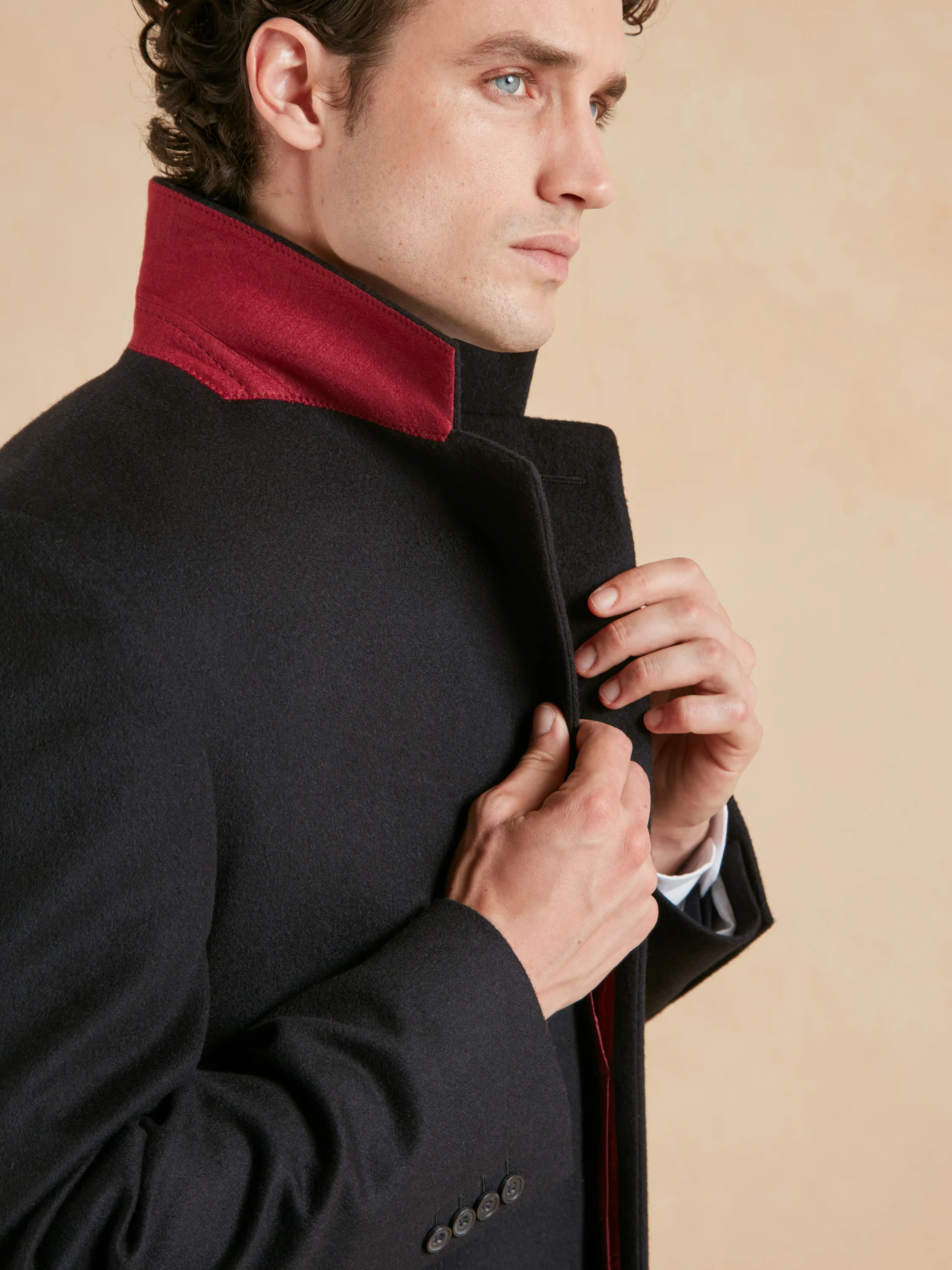 Single Breasted Overcoat - Navy Cashmere Blend - Image 3