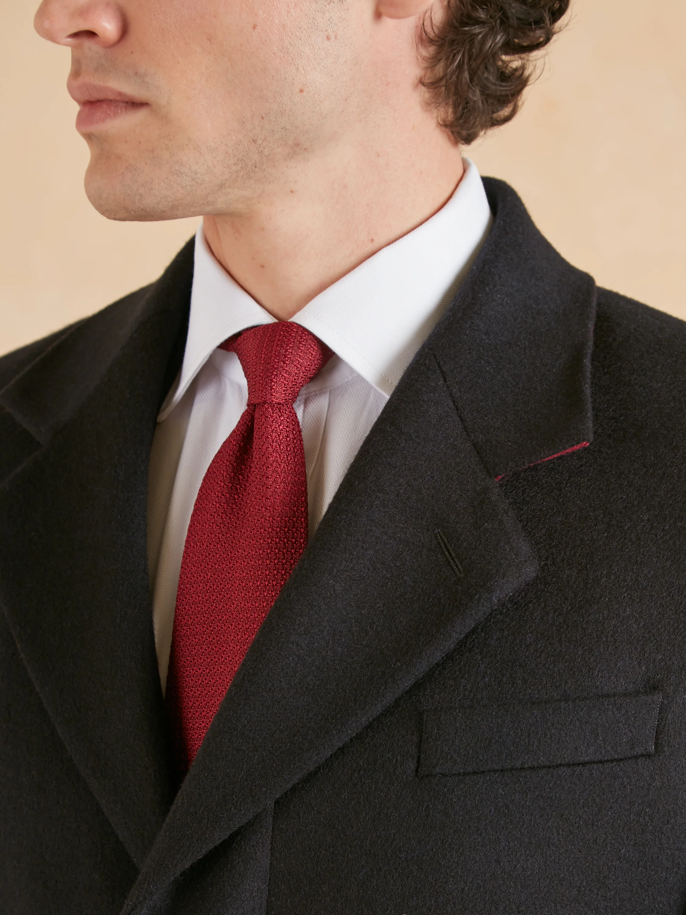 Single Breasted Overcoat - Navy Cashmere Blend - Image 4