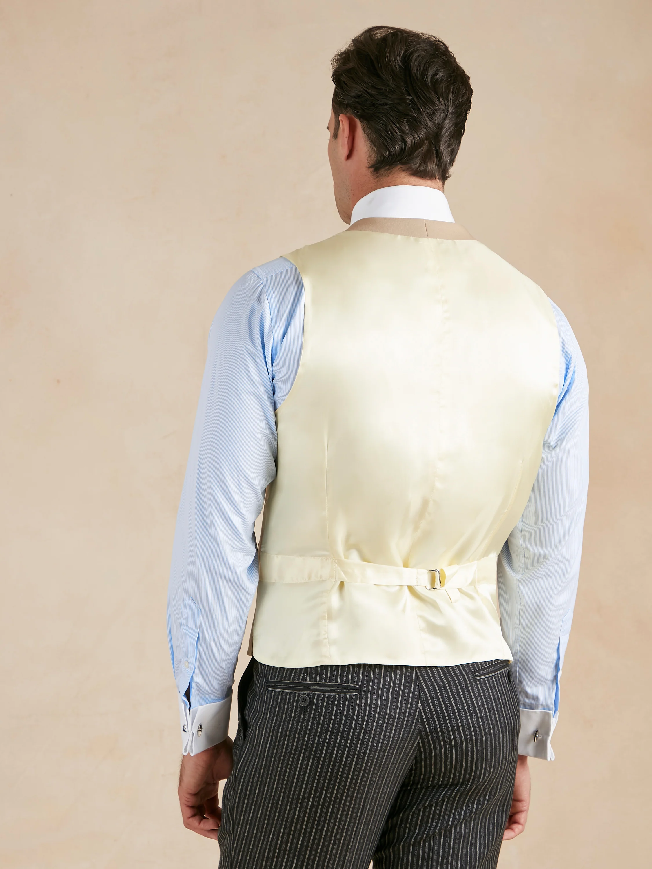 Single Breasted Wool Waistcoat - Buff - Image 4