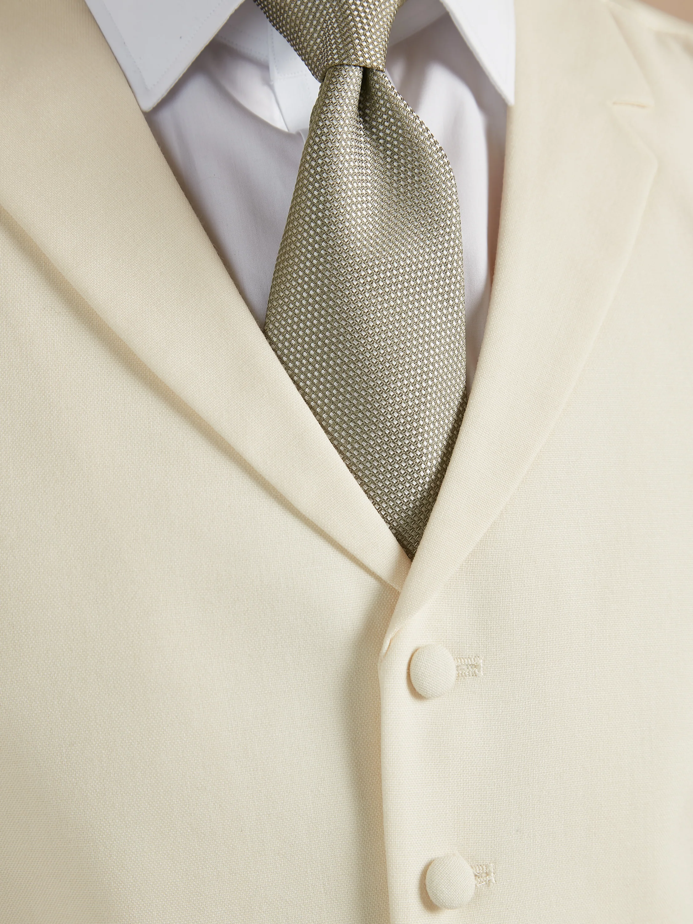 Single Breasted Wool Waistcoat - Cream - Image 3