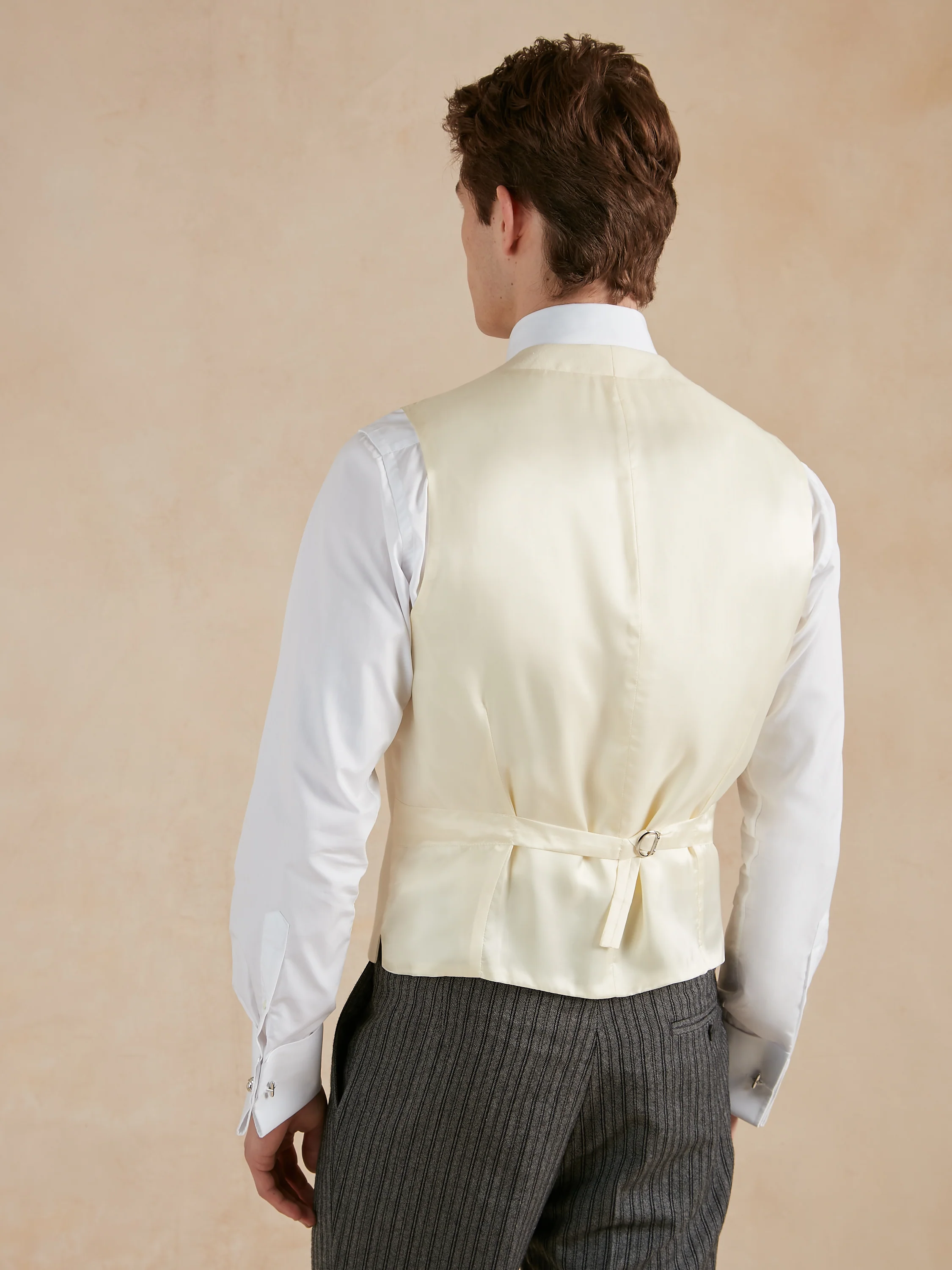 Single Breasted Wool Waistcoat - Cream - Image 4