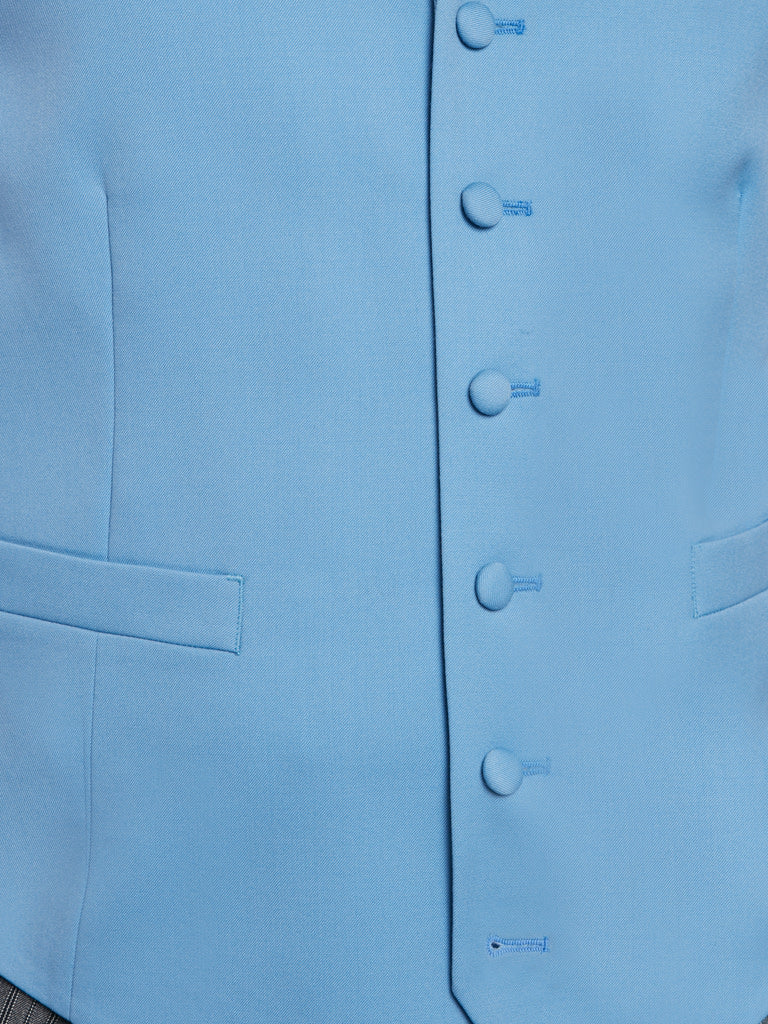 Single Breasted Wool Waistcoat - Mid Blue - Image 2