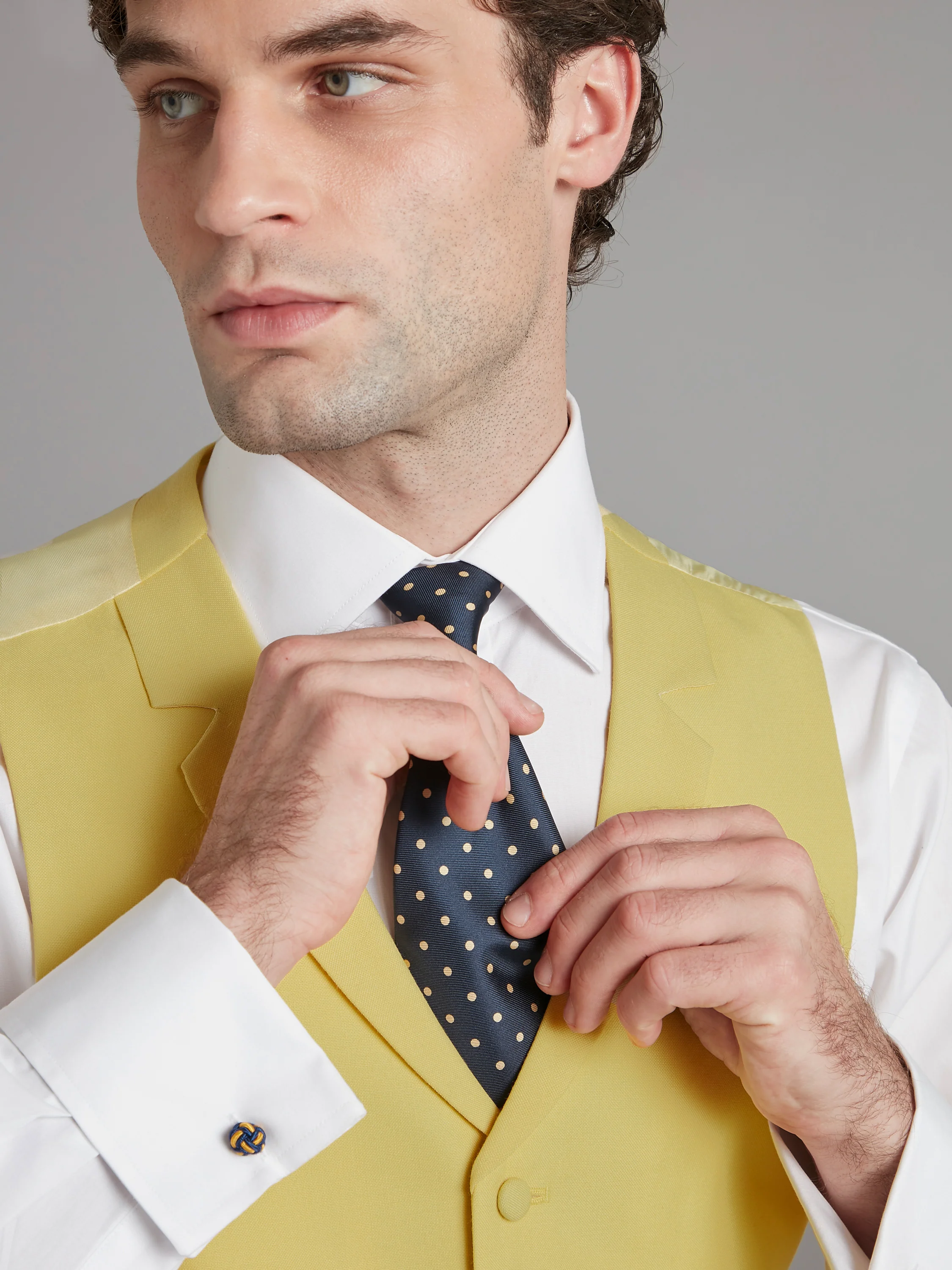 Single Breasted Wool Waistcoat - Yellow - Image 2