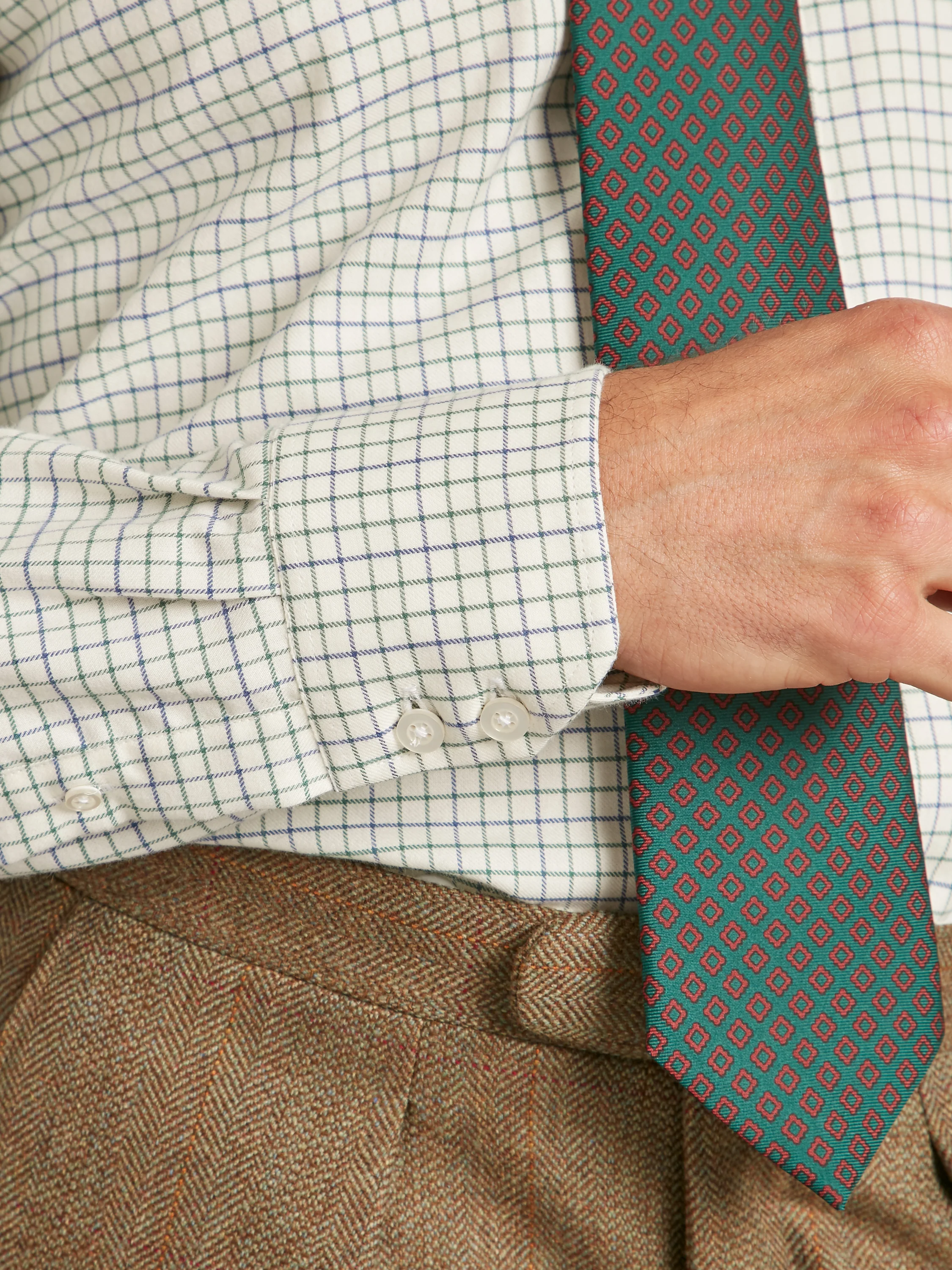 Tattersall Check Shirt - Green/Navy - Image 3