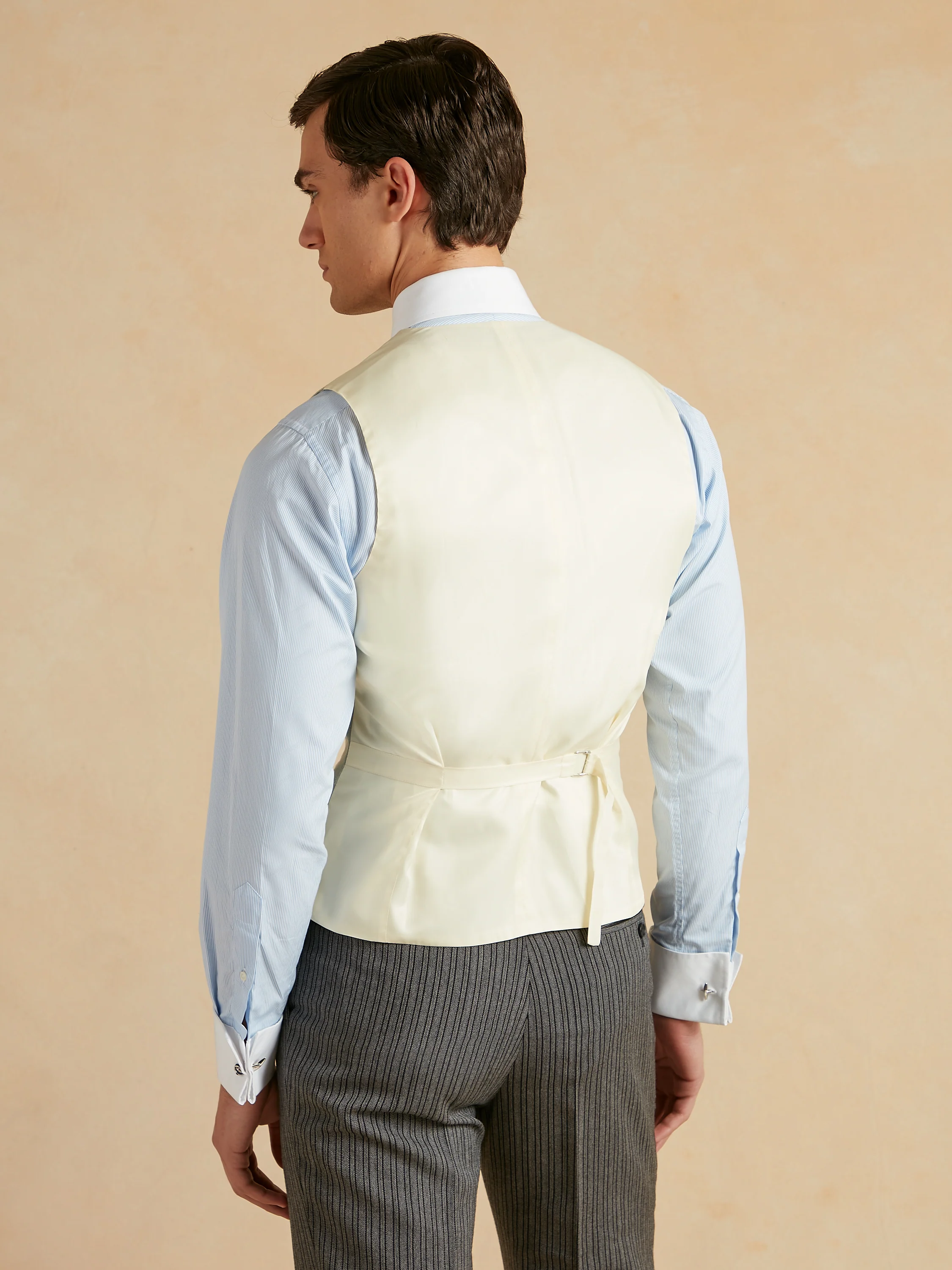Tropical Wool, Silk and Linen Double Breasted Waistcoat - Light Sage - Image 4