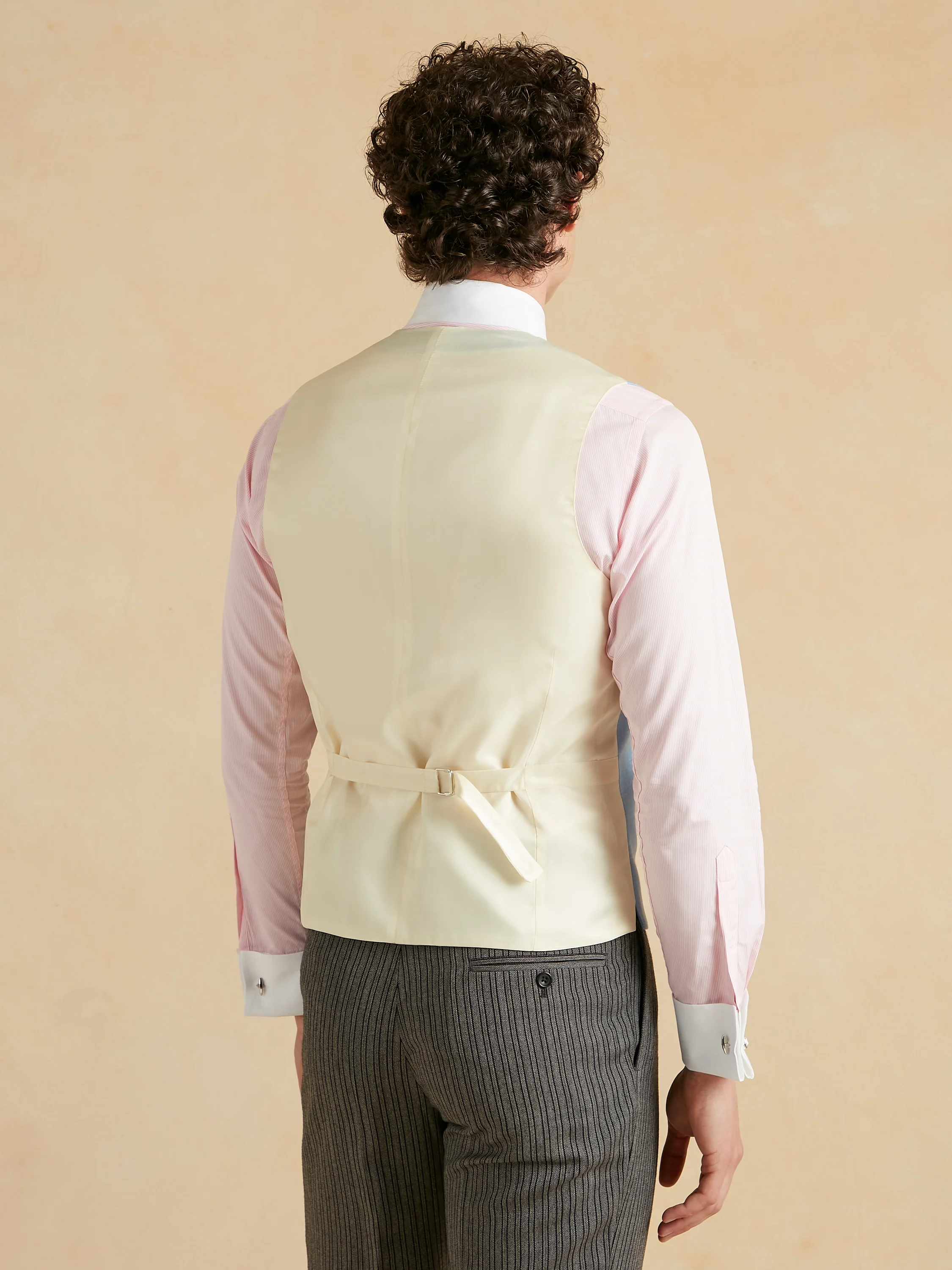 Tropical Wool, Silk and Linen Double Breasted Waistcoat - Pale Blue - Image 4