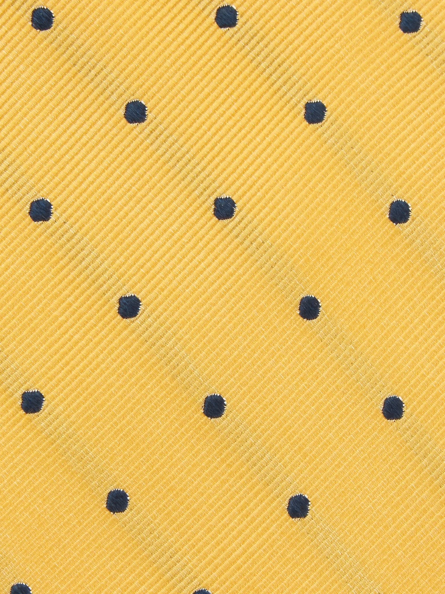 Twill Silk Tie, Spot - Yellow/ Navy - Image 2