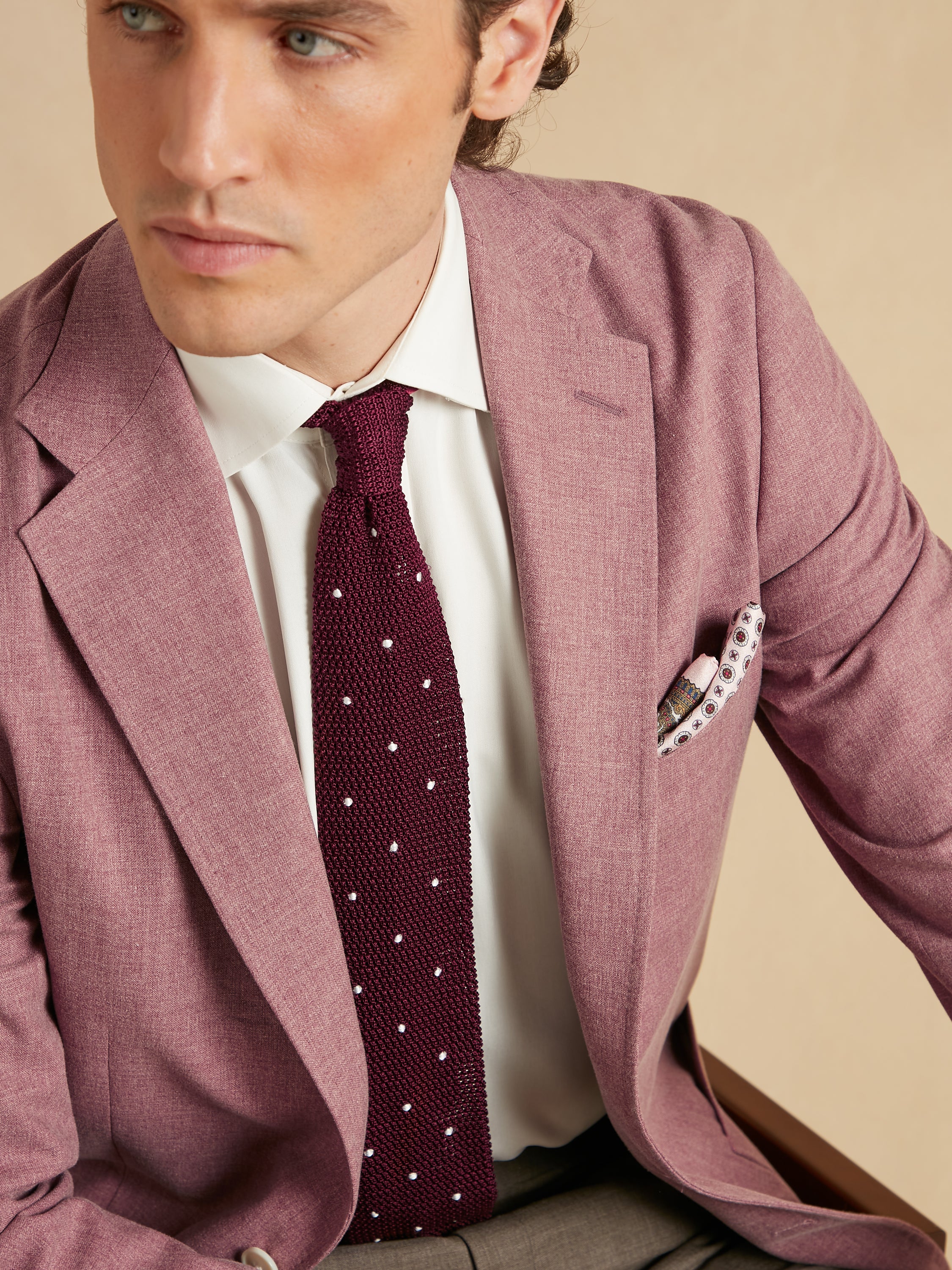 Unstructured Jacket Wool Cotton and Silk - Pink - Image 3