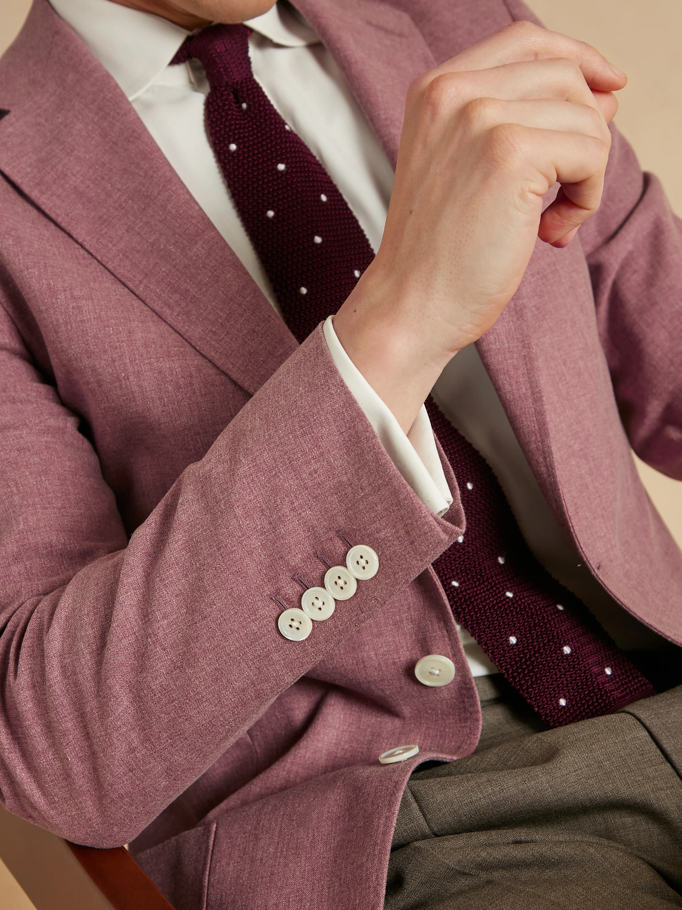 Unstructured Jacket Wool Cotton and Silk - Pink - Image 4