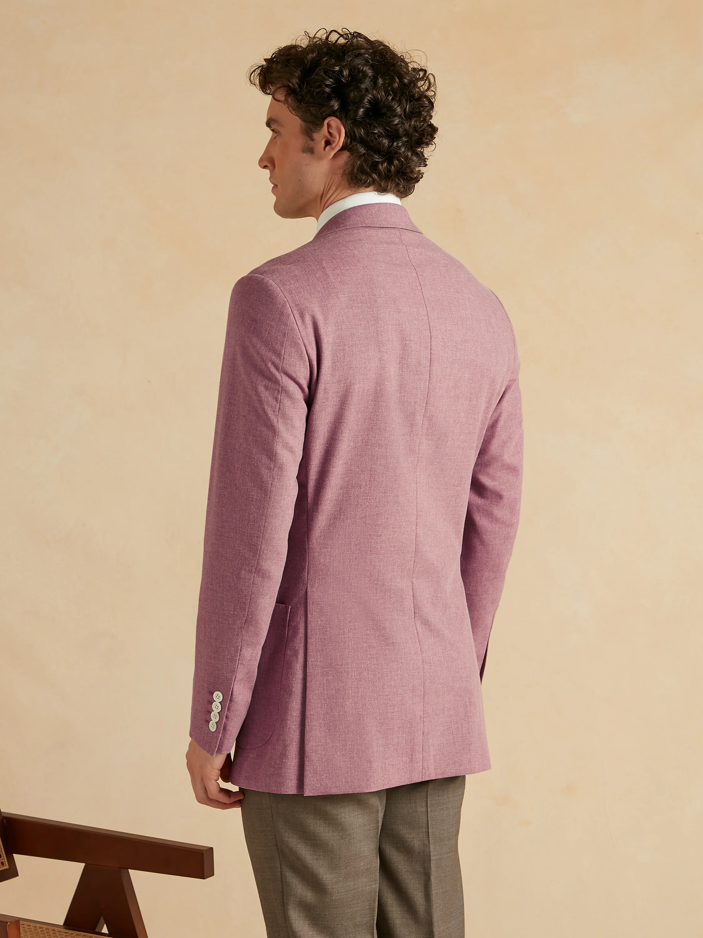 Unstructured Jacket Wool Cotton and Silk - Pink - Image 6