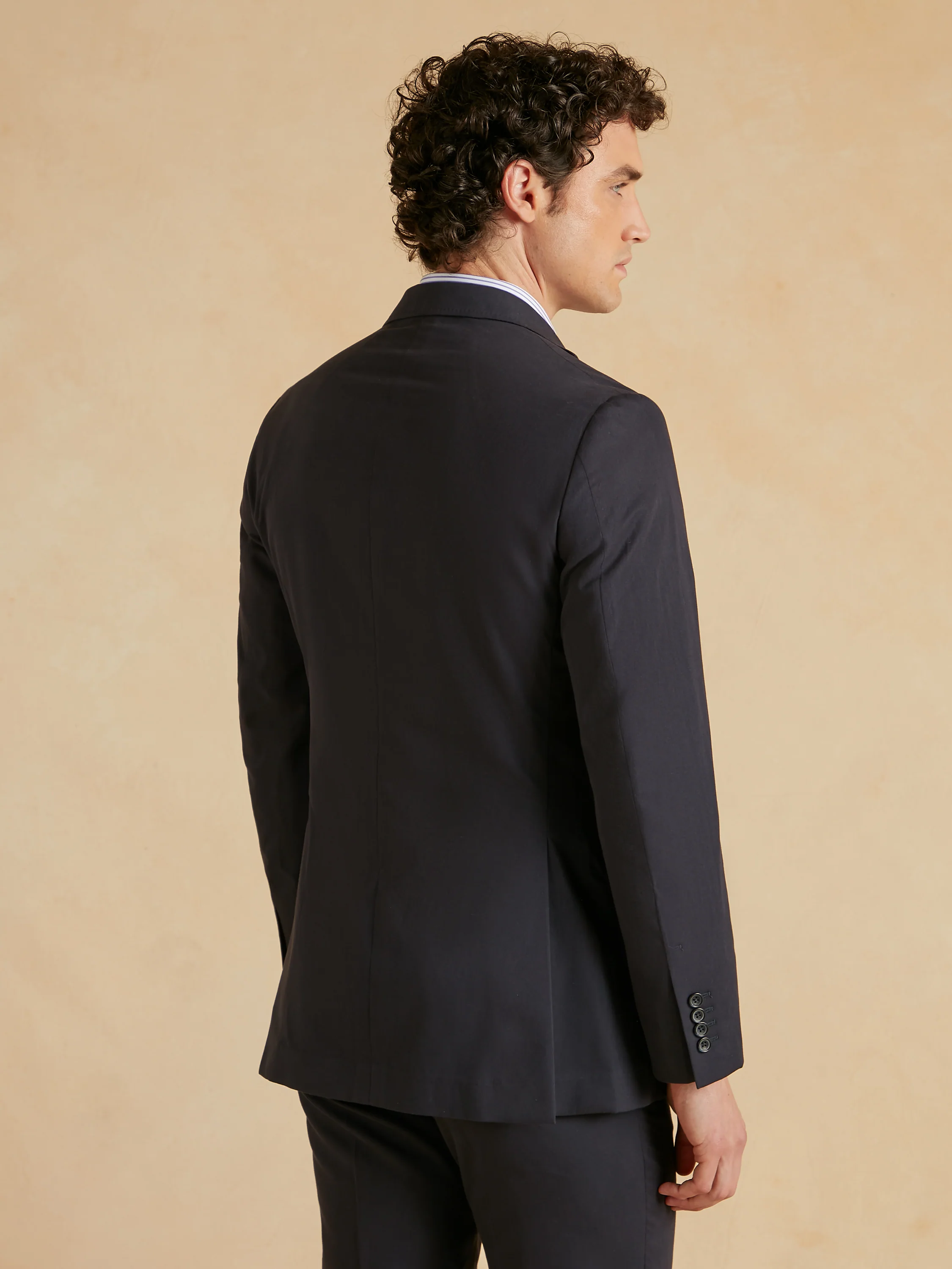 Unstructured Kapok Cotton Jacket - Navy - Image 4