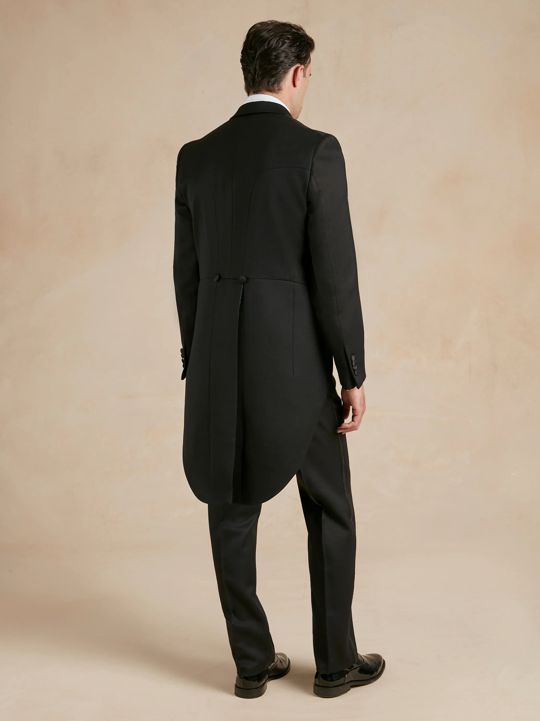 White Tie Tailcoat Hire - Black Barathea Wool - Image 4