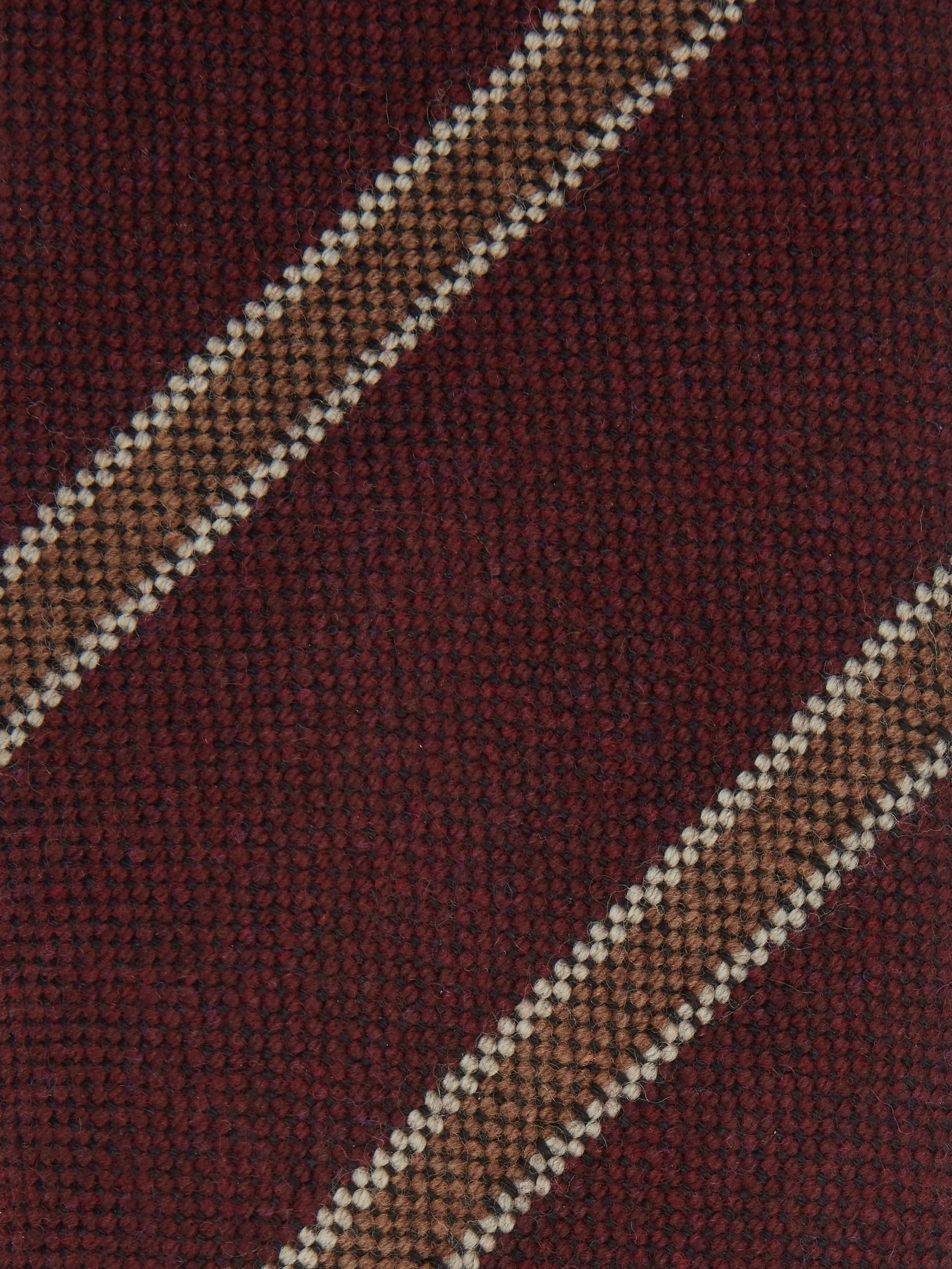 Wool Striped Tie - Burgundy - Image 3