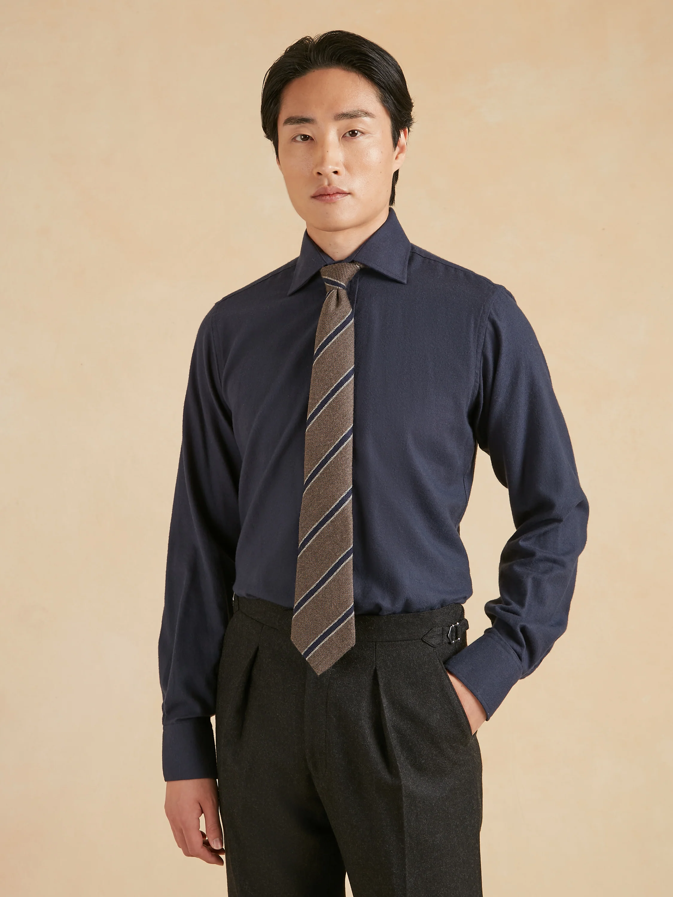 Wool Striped Tie - Grey - Image 2