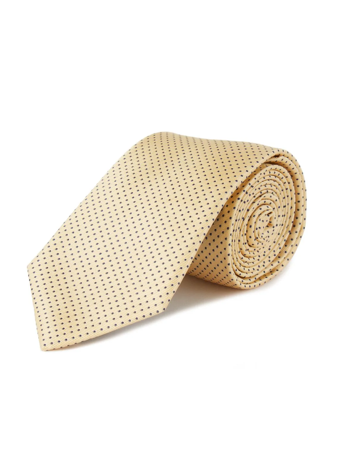 Woven Silk Tie Spotted - Yellow/Navy