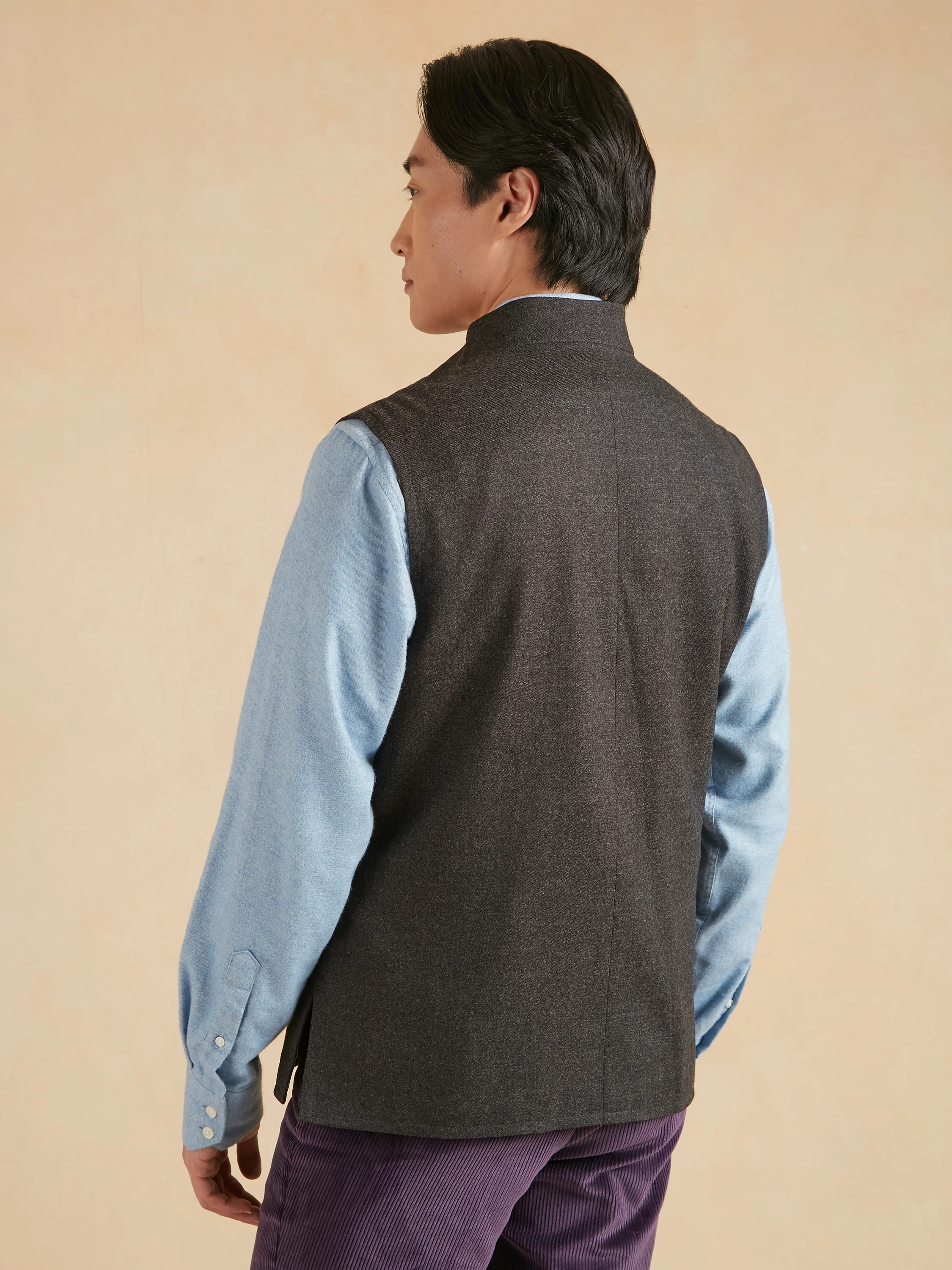 Zip Up Gilet - Dark Grey Drago Flannel - Image 4